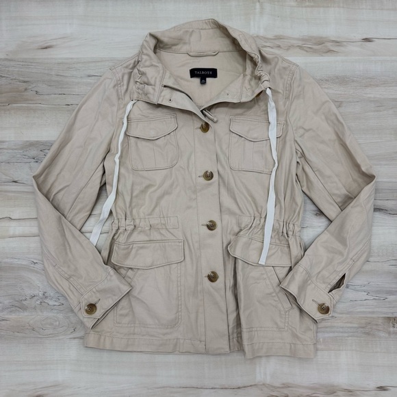Talbots Beige Twill Field Long Sleeve Zip and Button Jacket Size Sz XS - Picture 5 of 6